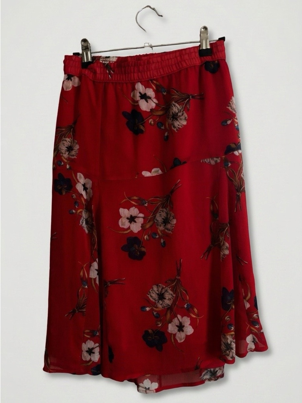 Old Navy Red Floral Midi Skirt